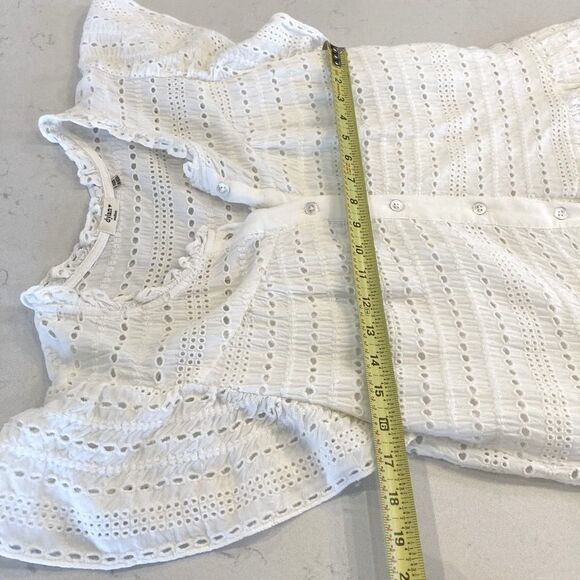 Dylan White Eyelet Cottage Core Flutter Sleeve Dress with Pockets Size Medium - Picture 10 of 12
